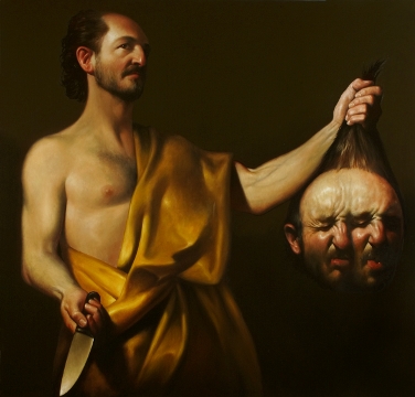 „Selbst als David und Goliath“ 2008 Öl/Leinwand 125 × 130 cm