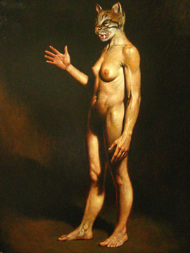 „Katzenfrau“ 2009 Öl/Leinwand 100 × 80 cm