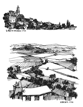 „Landschaft“ 1980 Federzeichnung ca. 24 × 18 cm